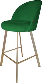 Hoker TRIX krzesło barowe tkanina Welur podstawa metalowa : Kolor nogi - Złota profil, Kolor tkaniny - VELVET - MG25, Typ siedziska - Siedzisko stałe