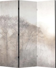 Parawan pokojowy 3-częściowy 135x172 Dwustronny dekoracyjny japandi wabi-sabi Szary Drzewa We Mgle