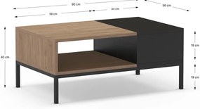 Czarno-naturalny stolik 56x90 cm Cailin – Marckeric