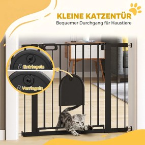 PawHut Bramka ochronna Drzwiowa bramka ochronna dla schodów Bramka dla psa Bariera ochronna dla zwierząt Stal | Aosom PL