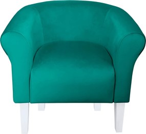 Fotel Milo tkanina Welur wygodny fotel tapicerowany do salonu i sypialni : Kolor nogi - Biała, Kolor tkaniny - VELVET - MG20, Wysokość nogi - 20 cm