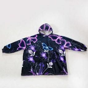 Koc bluza z baranka z rękawami i kapturem VIOLET BUTTERFLY, fioletowa