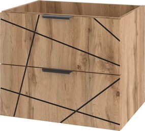 Szafka do łazienki pod wpuszczaną umywalkę Wood 02, dąb wotan, 60 cm