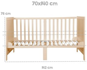 Łóżeczko z regulowaną wysokością w naturalnym kolorze 70x140 cm Easy Sleep – Roba