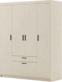 Czterodrzwiowa szafa z szufladami piaskowy beż P9-B56