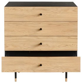 Czarno-naturalna wysoka komoda w dekorze dębu 80x87 cm Jugend – Woodman
