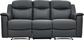 Kanapa skórzana 3-osobowa i 2 fotele EVASION z funkcją relax - Szary