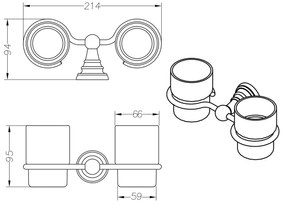 SAPHO 1317-05 Diamond podwójna szklanka,  chrom