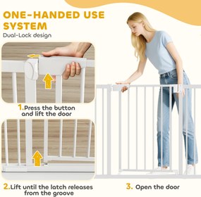 PawHut Bramka Ochronna Barierka Bez Wiercenia z Automatycznym Zamknięciem dla Dzieci Kuchni Schodów 76–103 x 76 cm Biała | Aosom PL