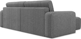 Szary sztruksowy rozkładany/ze schowkiem narożnik (lewostronny/z szezlongiem) Kona – Makamii