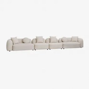 Modułowa Sofa 4-częściowa Z Tkaniny Chenille Coco Szenila Gruba Biała - Sklum