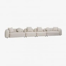Modułowa Sofa 4-częściowa Z Tkaniny Coco Chenille Gruba Biała Szenila - Sklum
