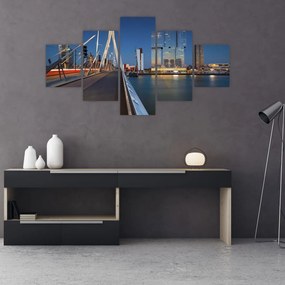 Obraz - Zmierzch w Rotterdamie, Holandia (125x70 cm)