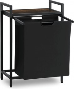 Kosz na Pranie KAI 65L z Półką Dąb Rustykalny/Czarny Nowoczesny Loft