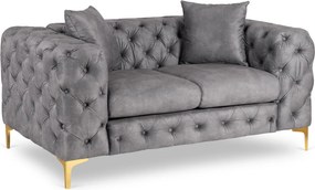 Sofa SORRENTO 2S Dwuosobowa Szara Welurowa Nowoczesna Glamour