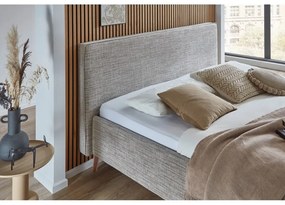 Beżowe tapicerowane łóżko dwuosobowe ze schowkiem i stelażem 180x200 cm Riva – Meise Möbel
