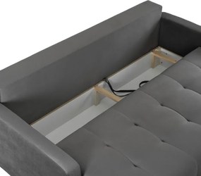 Sofa z Funkcją Spania FAVIO Wersalka Rozkładana Dwuosobowa Welurowa Szara Nowoczesna do Salonu