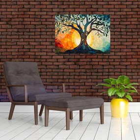 Obraz – Mozaika – słońce i drzewo I. (70x50 cm)