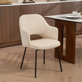 HOMCOM Krzesło Jadalniane, Obicie Aksamitne, Forma Muszli, Nogi Metalowe, Podkładki do Nóg, Beżowy