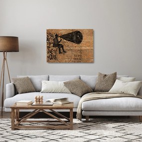 Obraz na szkle - Mężczyzna na rowerze w stylu Banksy (70x50 cm)