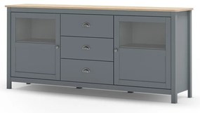 Szarozielona komoda z litego drewna sosnowego 180x80x40 cm Misti – Marckeric