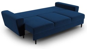 Niebieska aksamitna rozkładana/ze schowkiem sofa 235 cm Kyoto – Cosmopolitan Design