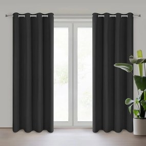Zasłona gotowa matowa elegancka czarna na przelotkach 140x250 cm