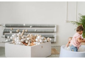 Kwadratowy suchy basen dla dziecka, 110x110x40cm,boucle, biały, bez piłek - meowbaby®