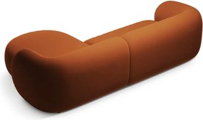 Aksamitny narożnik (prawostronny/z szezlongiem) w kolorze terakoty Kate – Micadoni