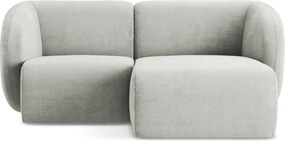 Jasnoszary narożnik z tkaniny szenilowej (prawostronny/z szezlongiem) Lani – Makamii