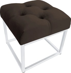 Pufa CHESTERFIELD tkanina Welur loft ławka podnóżek metal : Kolor Stelaża - Biały, Kolor tkaniny - VELVET - MG05, Typ tkaniny - Velvet