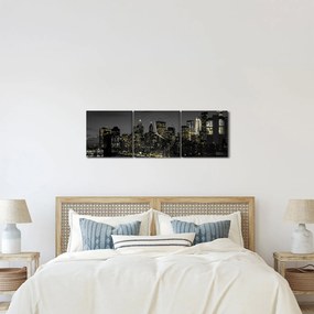 Obraz nocnej metropolii (z zegarem) (90x30 cm)