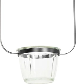 Nowoczesna lampa wisząca czarna ze szklanym prostokątem - Roslini