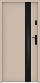 Drzwi wejściowe stalowe pełne i inox wys. 207 x szer. 100 cm - szkło dymione - beżowy i czarny - grubość 55 mm - otwieranie lewostronne - BRAGA