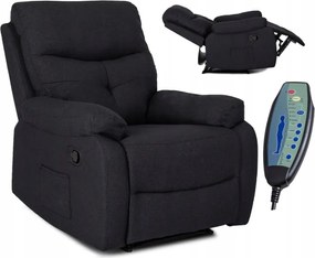 Fotel Masujący Rozkładany z Podnóżkiem INTER 2 Czarny Nowoczesny
