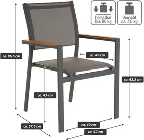 Metalowe krzesło ogrodowe, składane, antracytowe