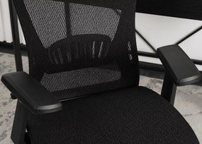 Fotel obrotowy Valles – ergonomiczny czarny fotel biurowy z regulowanym zagłówkiem