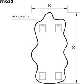 Lustro dekoracyjne w kształcie chmurki oszlifowane podświetlane CLOUD LED | Różne rozmiary : Kolor tafli szkła - Grafit, Rozmiar - 50 x 100 cm