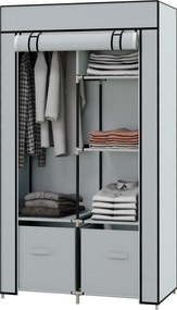 HOMCOM Szafa z Tkaniny Kleiderschrank 1 Drążek na Wieszaki, 2 Szuflady, 83 x 42.5 x 162.5 cm, Szary
