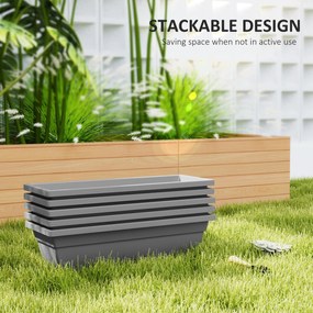 Outsunny Zestaw 5 Doniczek z Plastiku dla Tarasu, Ogrodu, Balkonu, 59 x 21 x 16 cm, Szary