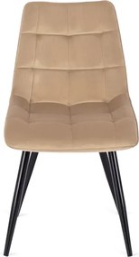 Zestaw Stół Prostokątny Rozkładany CLARK 120-160 cm Dąb Artisan/Czarny i 4 Krzesła Tapicerowane do Jadalni RIO Beżowe Welurowe