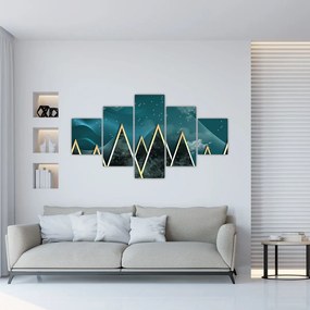 Obraz - Księżyc w pełni nad złotymi górami (125x70 cm)