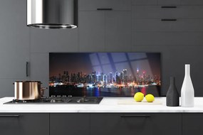 Szkło do Kuchni na Ścianę Miasto Nad Brzegiem Kanału