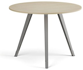 Stolik kawowy PRIMO ZEN, średnica 100 cm, szaro-srebrna podstawa, brzoza