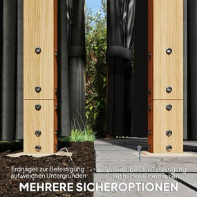 Outsunny Pawilon ogrodowy 4x3m aluminiowy z dachem z poliwęglanu 6 mm, moskitiera, 4 zasłony, imitacja drewna, naturalne drewno | Aosom PL