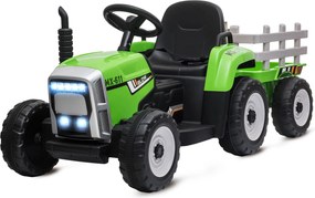 HOMCOM Elektryczne Auto dla Dzieci, Traktor z Przyczepą i Pilotem, Maksymalna Prędkość 6 km/h, Zielony + Czarny | Aosom PL