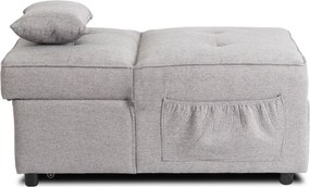 Fotel Wypoczynkowy Rozkładany IBERIS 80 cm Szary Tapicerowany Nowoczesny