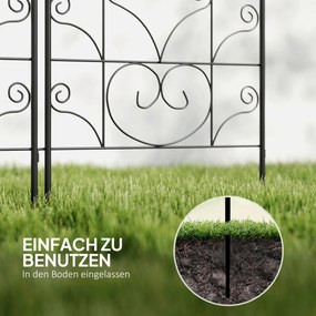 Metalowe Kratki na Róże 2 szt. Outsunny Zestaw, Odporny na Rdzę, dla Roślin Pnących z Motywem Ptaków 50x120 cm, Czarny