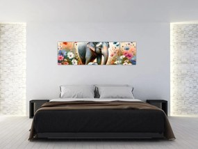 Obraz - Słoniowa mama, akwarela (170x50 cm)