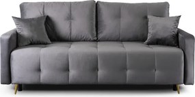 Sofa z Funkcją Spania SEUL Rozkładana Dwuosobowa Welurowa Szara Glamour